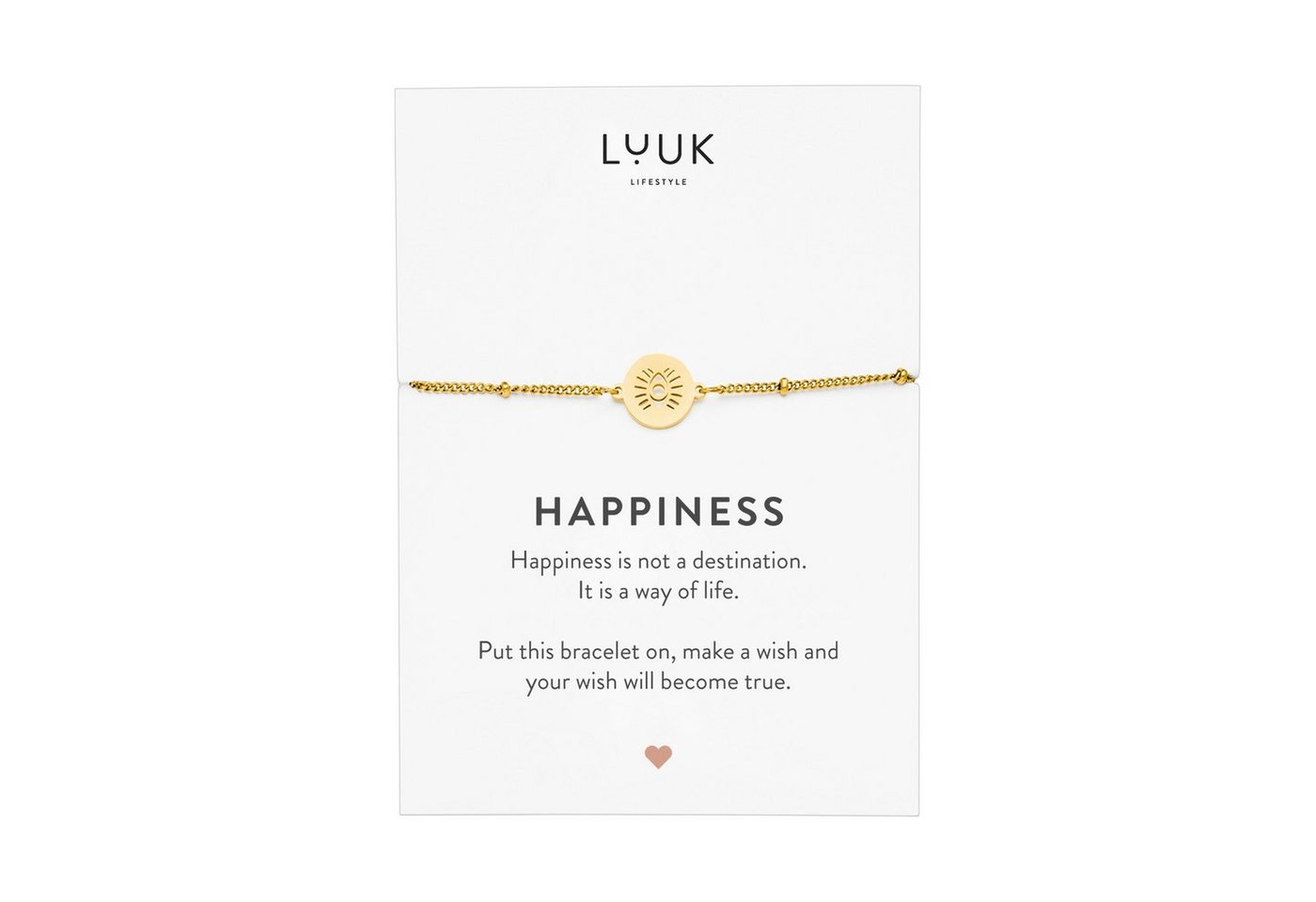 LUUK LIFESTYLE Edelstahlarmband Auge des Buddha, mit Happiness Spruchkarte von LUUK LIFESTYLE