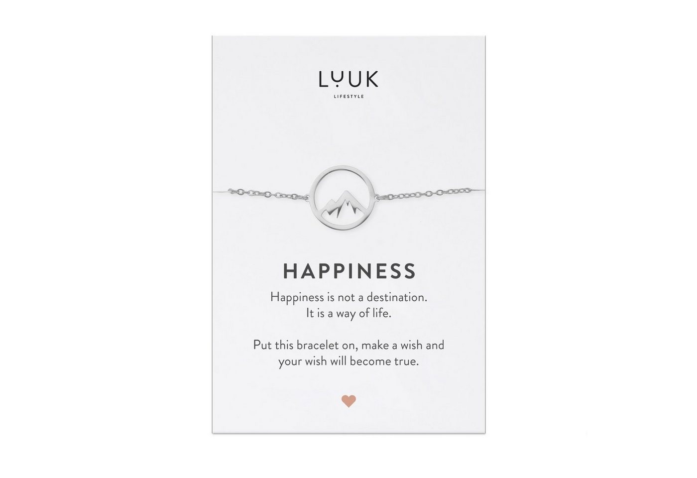 LUUK LIFESTYLE Edelstahlarmband Berggipfel, mit Happiness Spruchkarte von LUUK LIFESTYLE