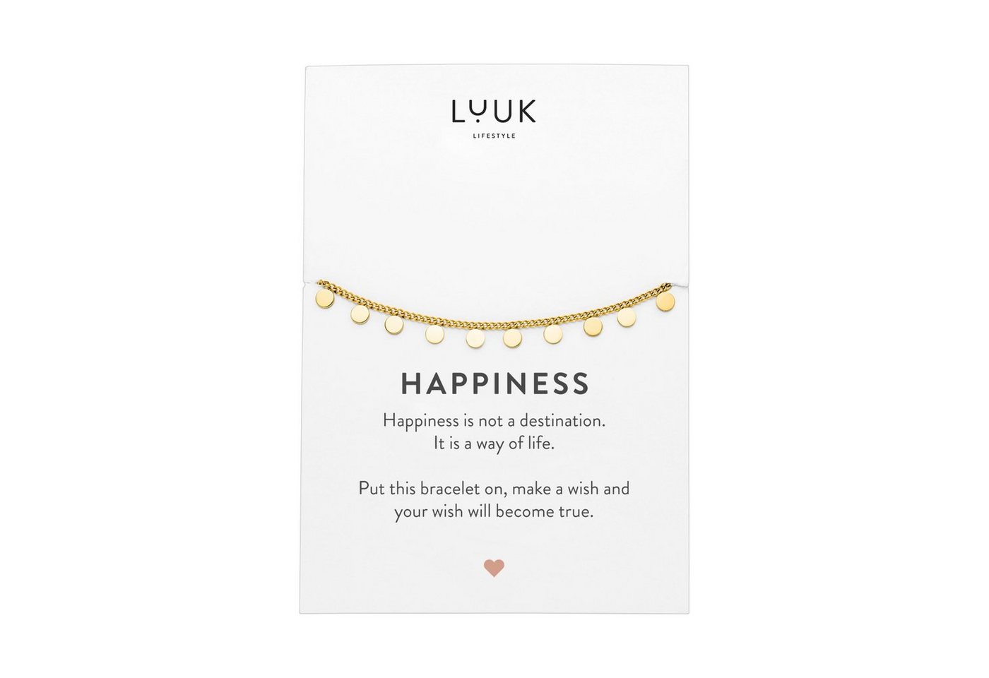 LUUK LIFESTYLE Edelstahlarmband Coins, mit Happiness Spruchkarte von LUUK LIFESTYLE