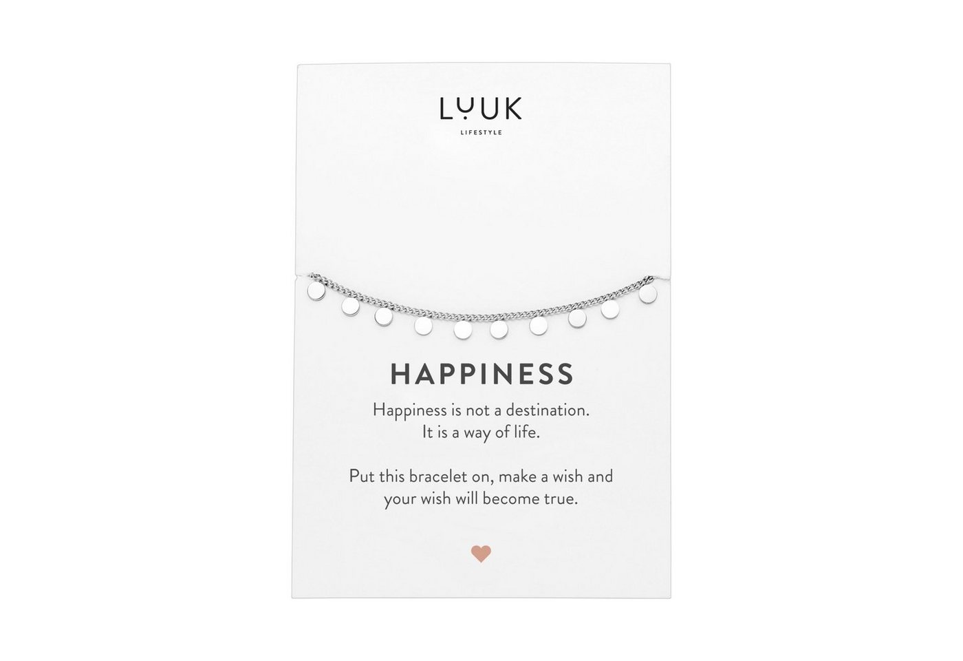 LUUK LIFESTYLE Edelstahlarmband Coins, mit Happiness Spruchkarte von LUUK LIFESTYLE