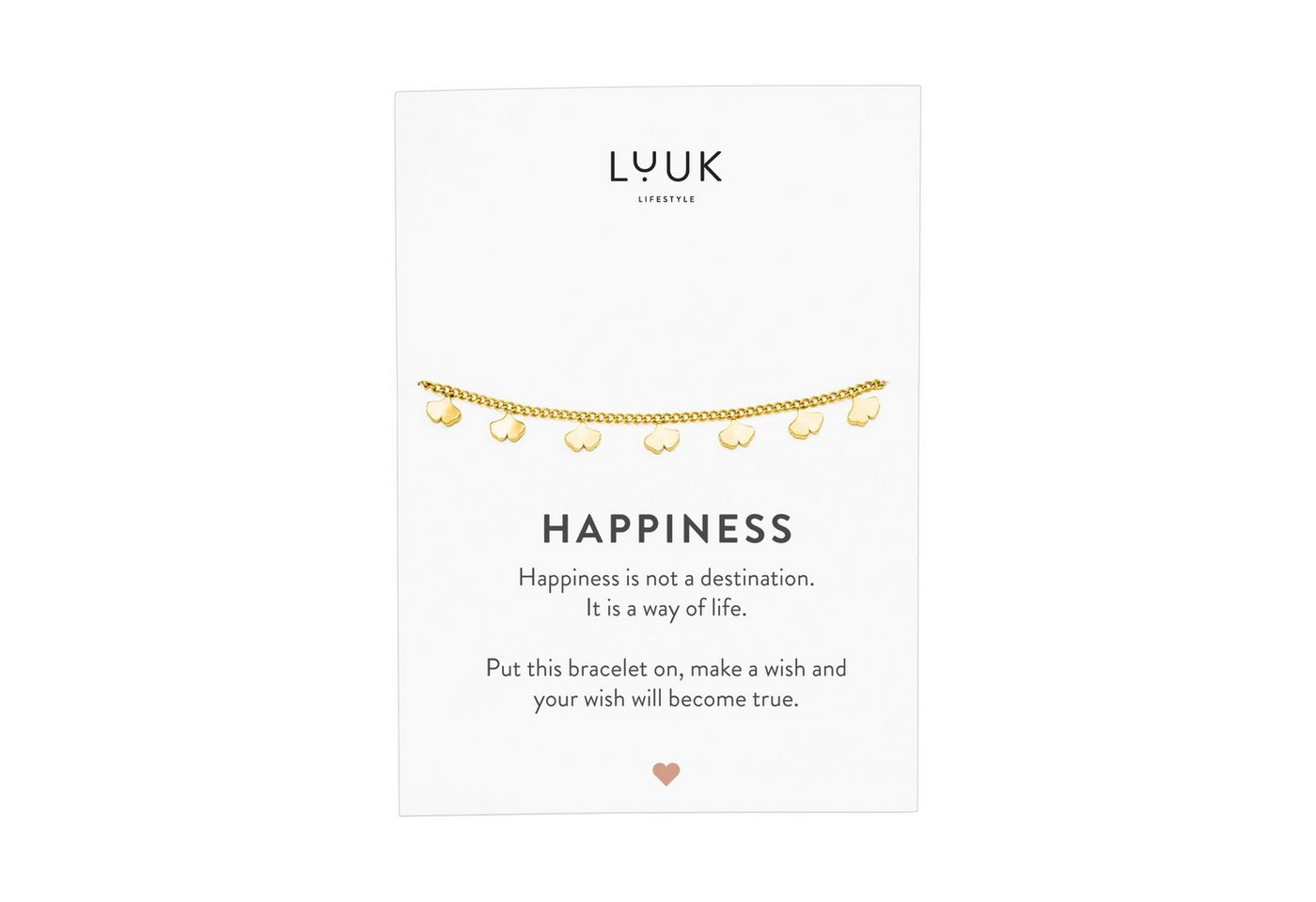 LUUK LIFESTYLE Edelstahlarmband Ginkgo, mit Happiness Spruchkarte von LUUK LIFESTYLE