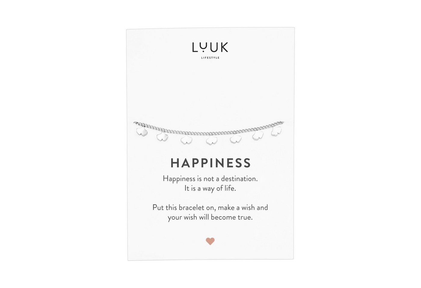 LUUK LIFESTYLE Edelstahlarmband Ginkgo, mit Happiness Spruchkarte von LUUK LIFESTYLE