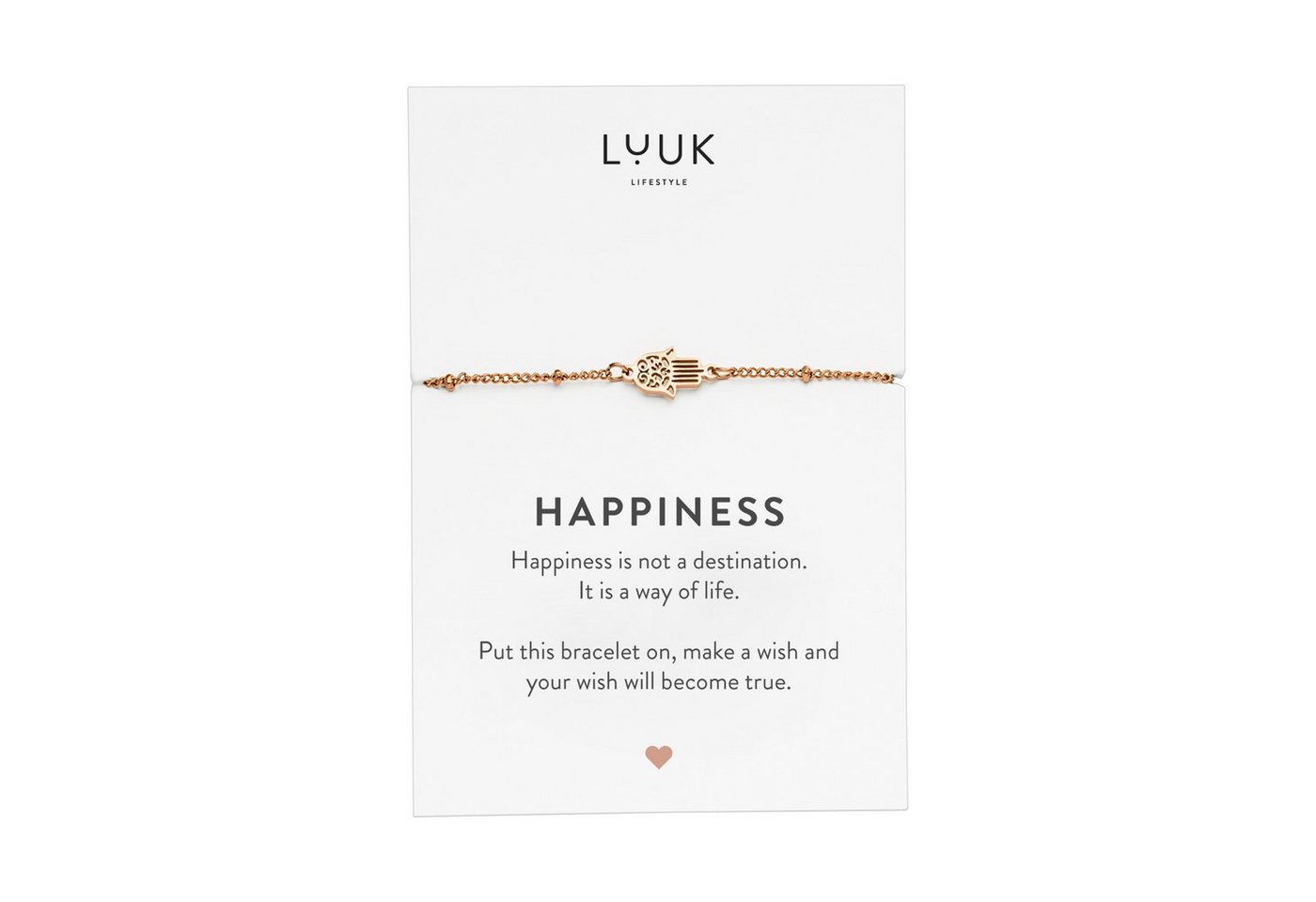 LUUK LIFESTYLE Edelstahlarmband Hamsa Hand, mit Happiness Spruchkarte von LUUK LIFESTYLE