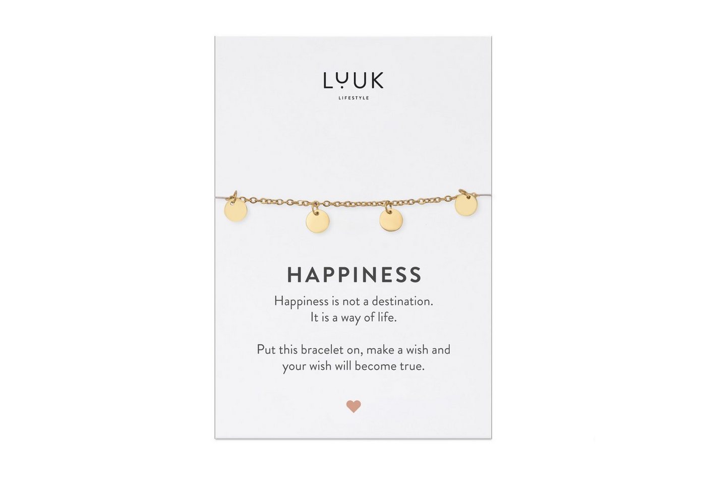 LUUK LIFESTYLE Edelstahlarmband Herz, mit Happiness Spruchkarte von LUUK LIFESTYLE