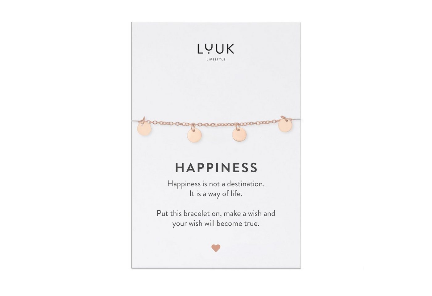 LUUK LIFESTYLE Edelstahlarmband Herz, mit Happiness Spruchkarte von LUUK LIFESTYLE