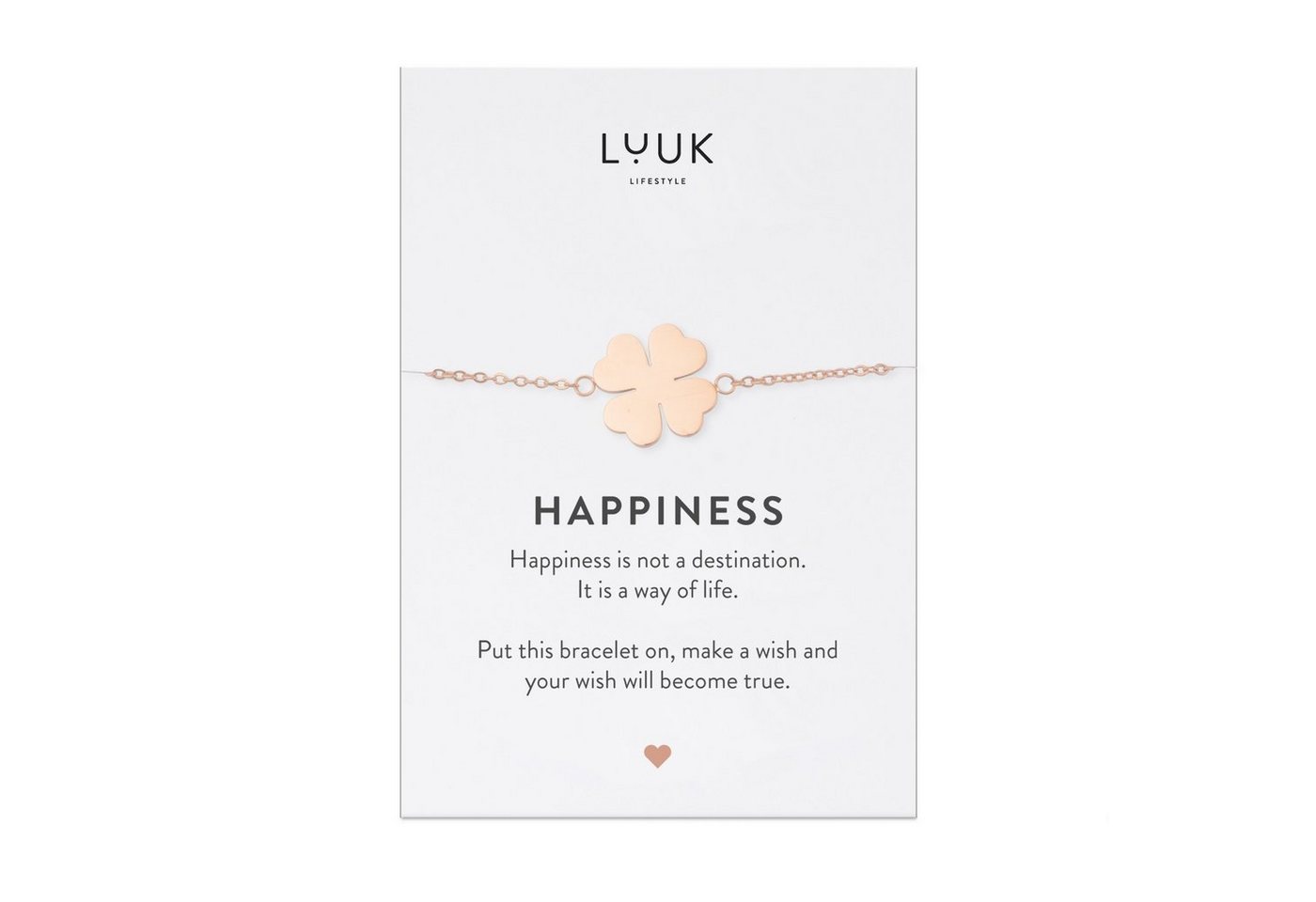 LUUK LIFESTYLE Edelstahlarmband Kleeblatt, mit Happiness Spruchkarte von LUUK LIFESTYLE