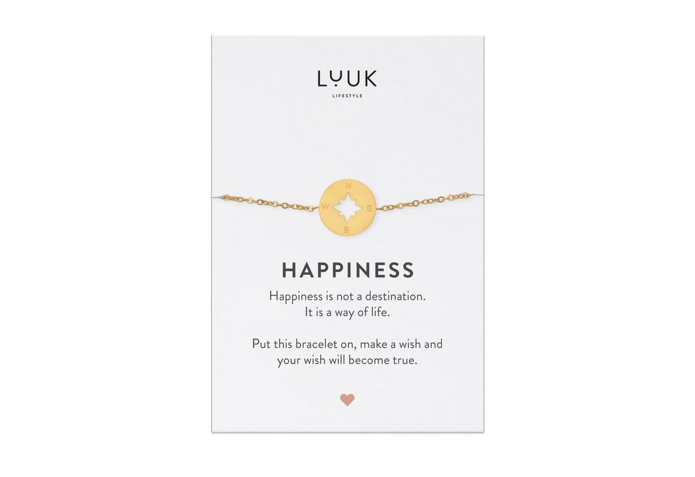 LUUK LIFESTYLE Edelstahlarmband Kompass, mit Happiness Spruchkarte von LUUK LIFESTYLE