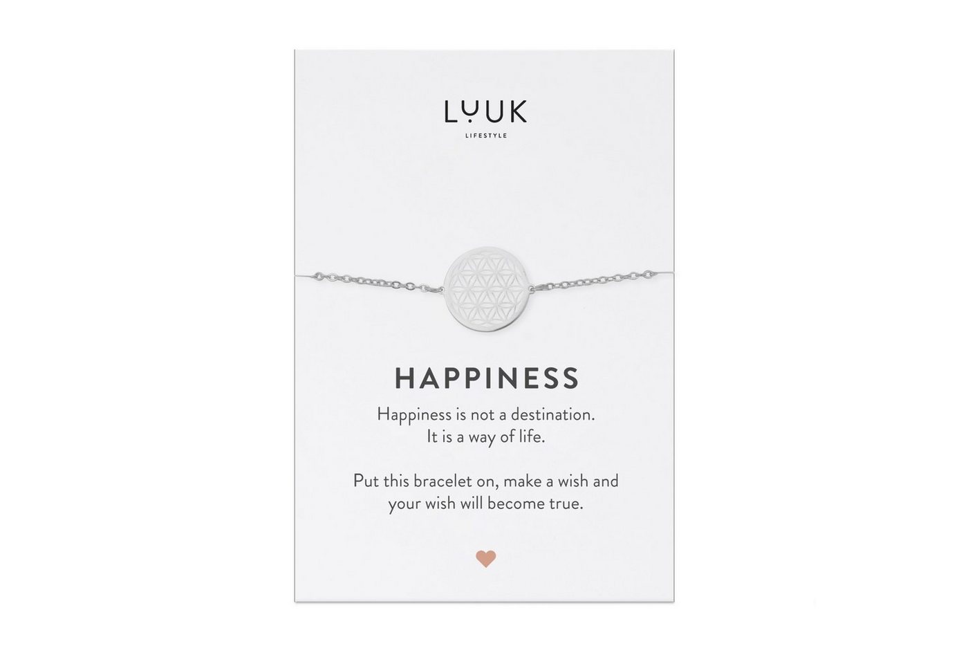 LUUK LIFESTYLE Edelstahlarmband Mandala, mit Happiness Spruchkarte von LUUK LIFESTYLE