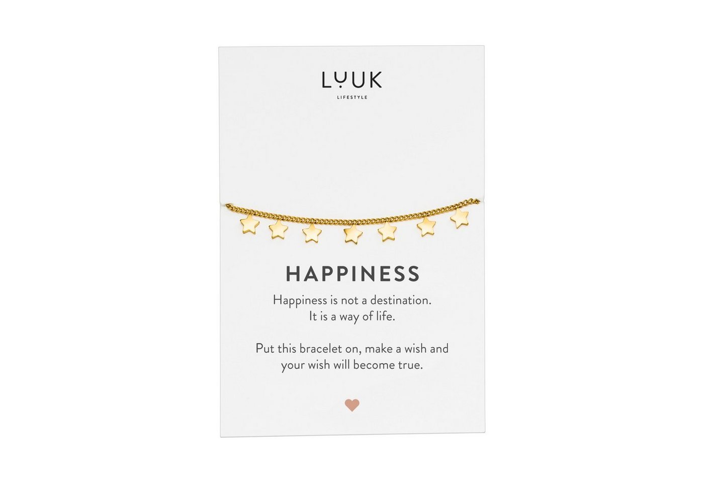 LUUK LIFESTYLE Edelstahlarmband Sterne, mit Happiness Spruchkarte von LUUK LIFESTYLE