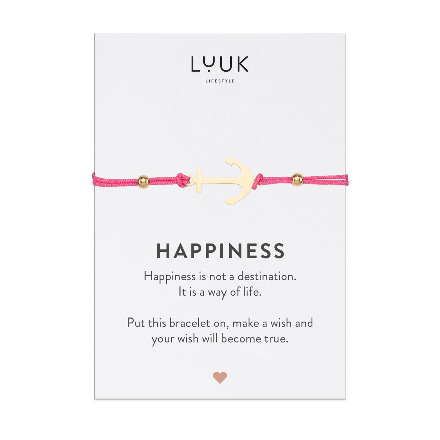 LUUK LIFESTYLE Freundschaftsarmband Anker, handmade, mit Happiness Spruchkarte von LUUK LIFESTYLE