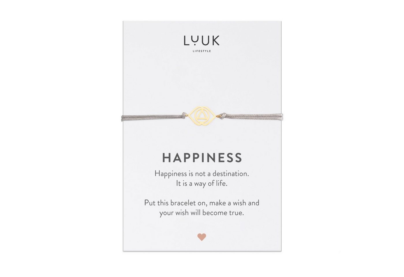 LUUK LIFESTYLE Freundschaftsarmband Dreieck, handmade, mit Happiness Spruchkarte von LUUK LIFESTYLE