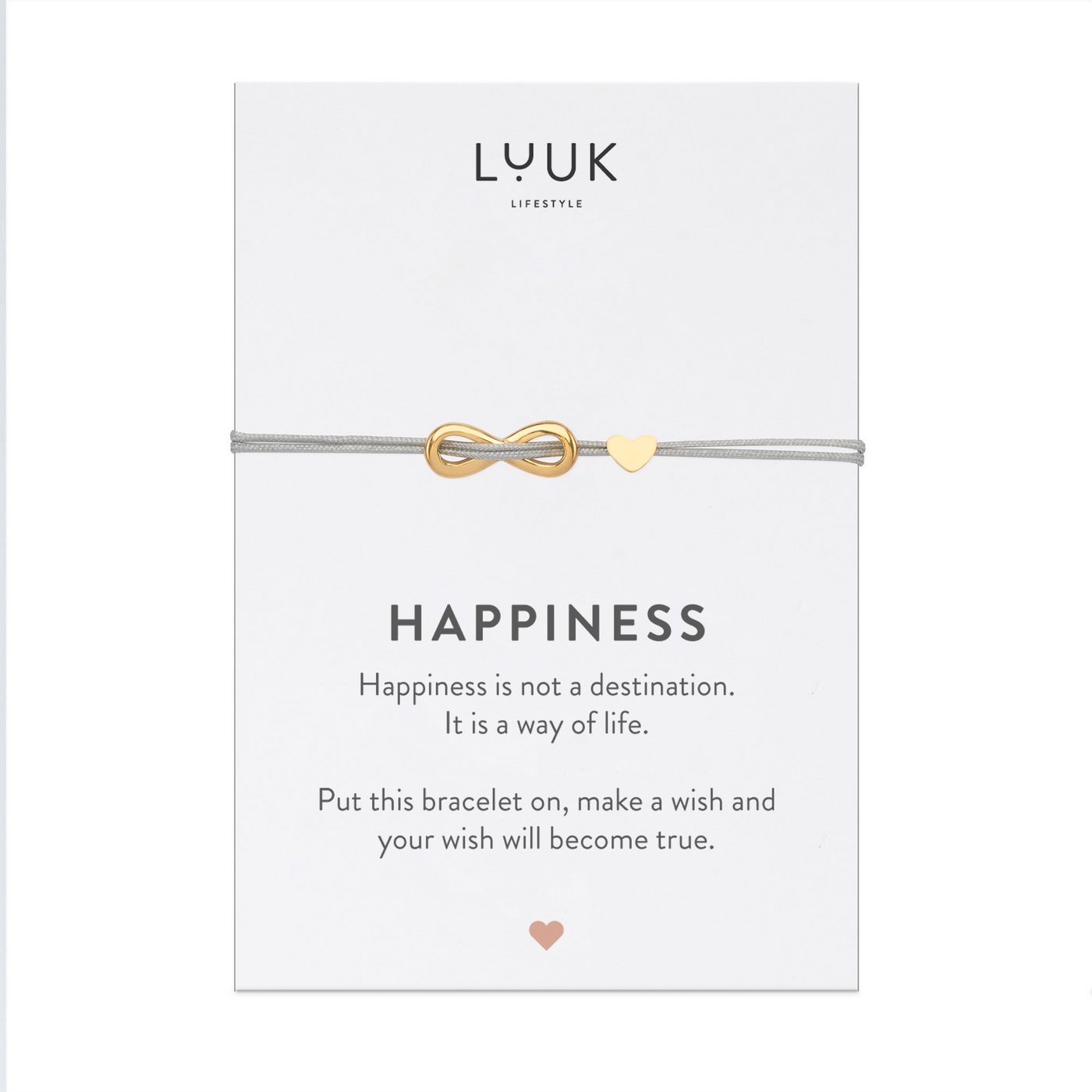 LUUK LIFESTYLE Freundschaftsarmband Infinity, handmade, mit Happiness Spruchkarte von LUUK LIFESTYLE