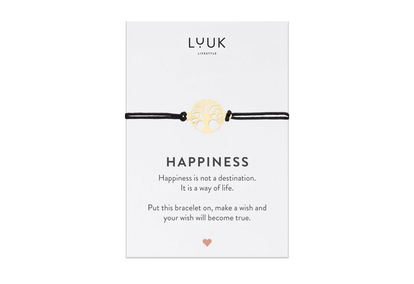 LUUK LIFESTYLE Freundschaftsarmband Lebensbaum, handmade, mit Happiness Spruchkarte von LUUK LIFESTYLE