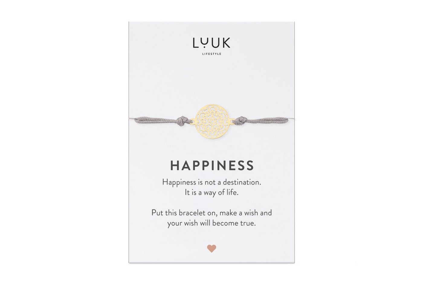 LUUK LIFESTYLE Freundschaftsarmband Lebensblume, handmade, mit Happiness Spruchkarte von LUUK LIFESTYLE