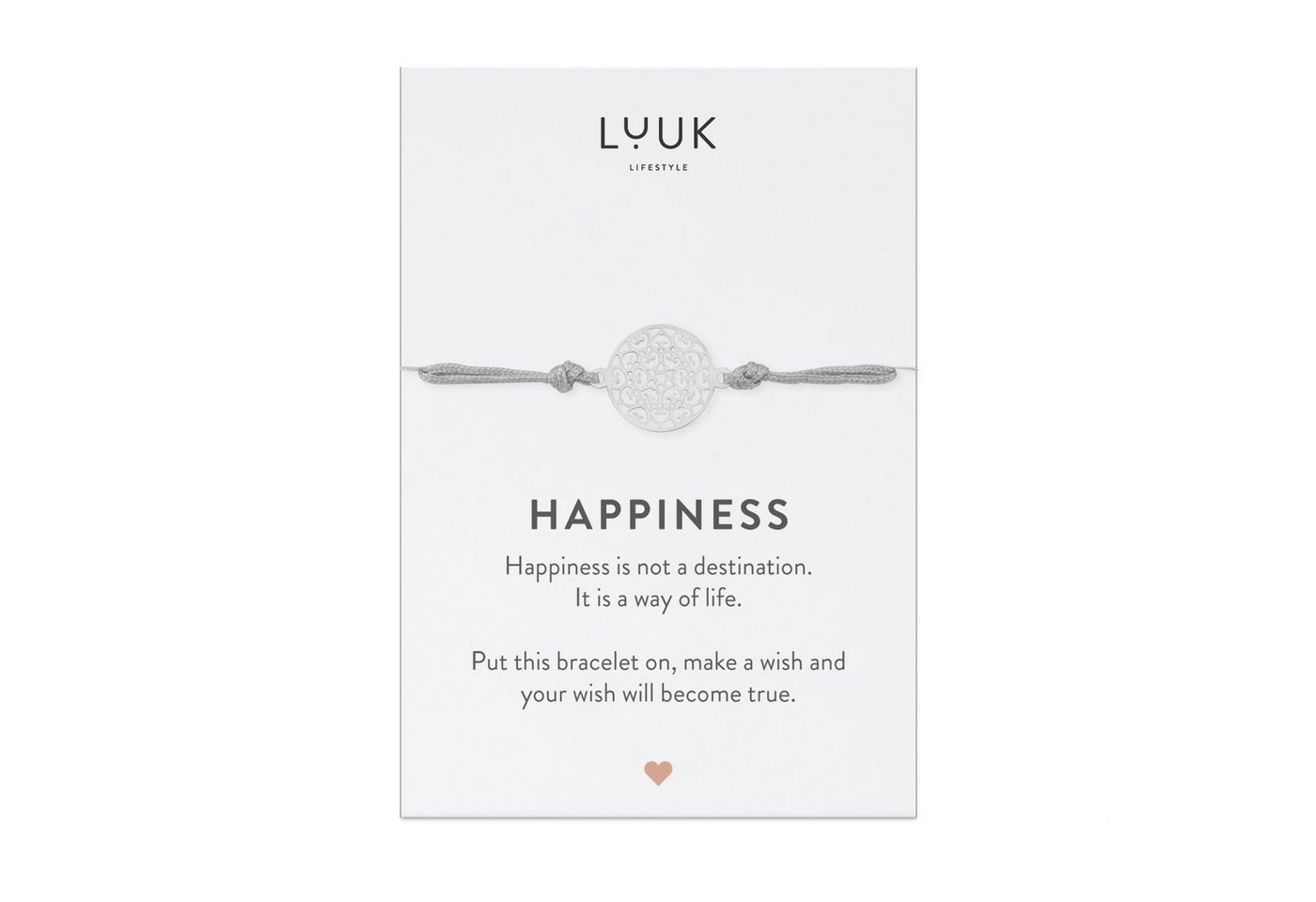 LUUK LIFESTYLE Freundschaftsarmband Lebensblume, handmade, mit Happiness Spruchkarte von LUUK LIFESTYLE