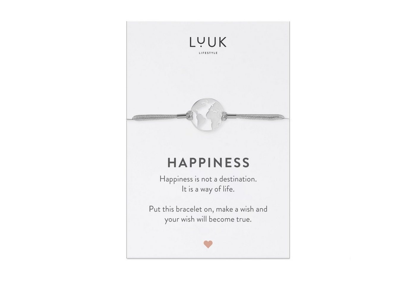 LUUK LIFESTYLE Freundschaftsarmband Weltkugel, handmade, mit Happiness Spruchkarte von LUUK LIFESTYLE