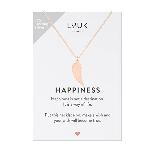 LUUK LIFESTYLE Halskette mit Engelsflügel Anhänger für Sie, 925er Sterlingsilber, schickes und trendiges Schmuckstück für einen modernen Look, Valentinstags, Geburtstags Geschenk, Damenmode, Rosé von LUUK LIFESTYLE