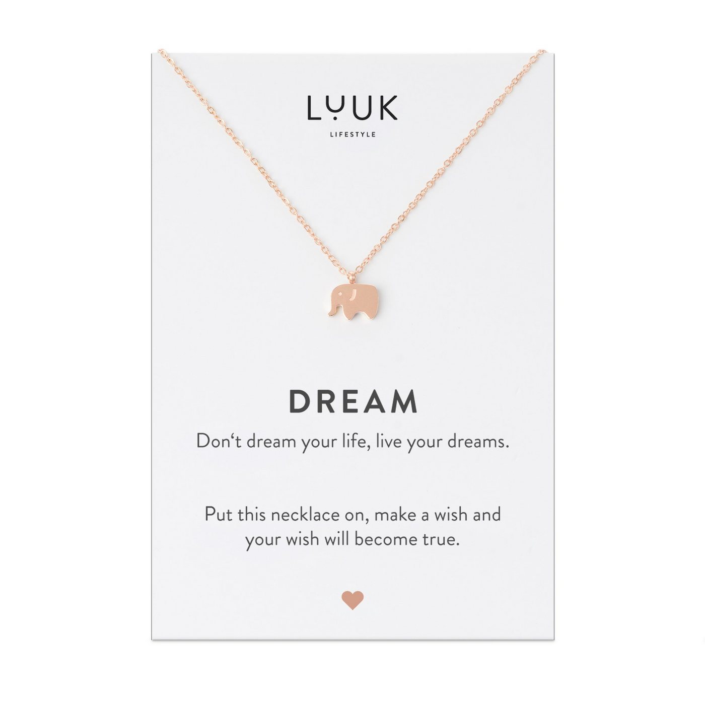 LUUK LIFESTYLE Kette mit Anhänger Elefant, inklusive Dream Spruchkarte von LUUK LIFESTYLE