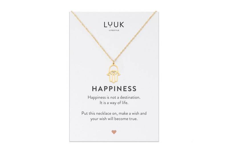 LUUK LIFESTYLE Kette mit Anhänger Hamsa Hand, raffiniertes Design, mit Fatima Hamsa Hand Anhänger von LUUK LIFESTYLE