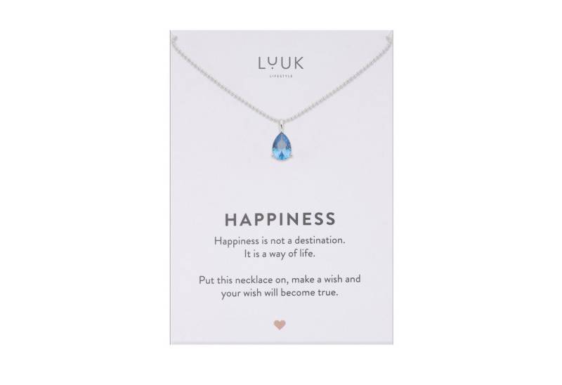 LUUK LIFESTYLE Kette mit Anhänger Himmelblau, Halskette mit blauem Stein von LUUK LIFESTYLE