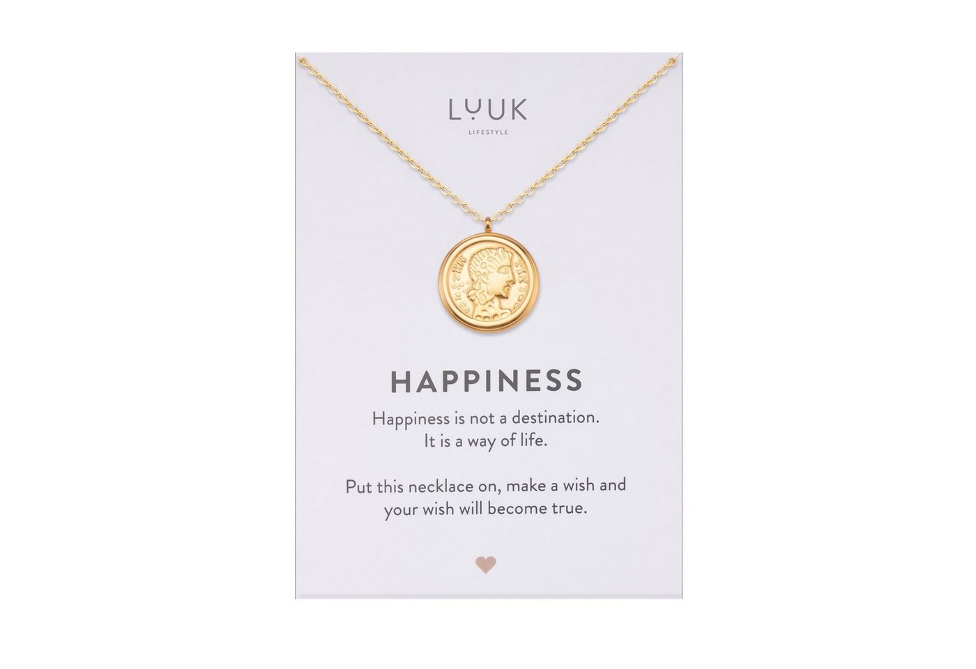 LUUK LIFESTYLE Kette mit Anhänger Kleopatra, mit Happiness Spruchkarte, tolle Geschenkidee von LUUK LIFESTYLE