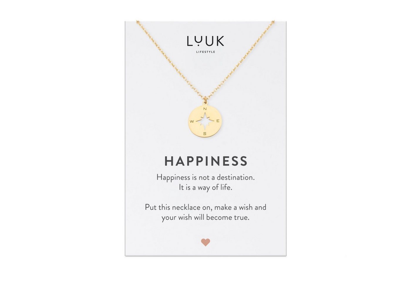 LUUK LIFESTYLE Kette mit Anhänger Kompass, verstellbare Kette, Geschenk für Freundin von LUUK LIFESTYLE