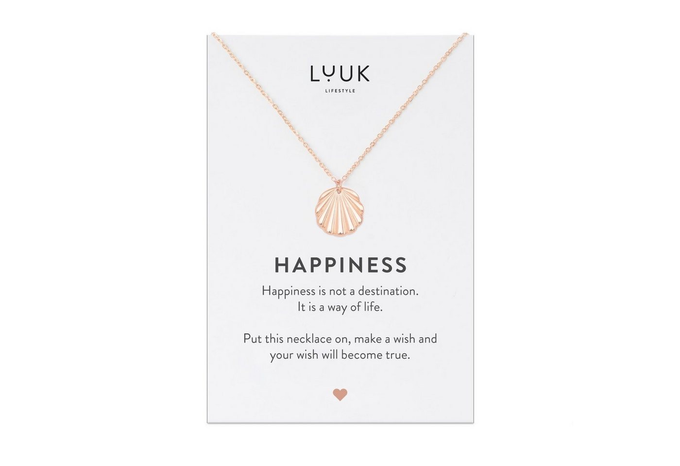 LUUK LIFESTYLE Kette mit Anhänger Muschel, HAPPINESS Geschenkkarte, Geschenkidee von LUUK LIFESTYLE