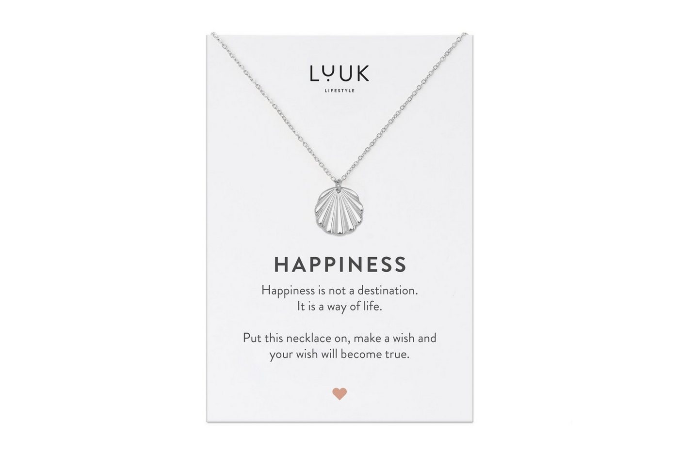 LUUK LIFESTYLE Kette mit Anhänger Muschel, HAPPINESS Geschenkkarte, Geschenkidee von LUUK LIFESTYLE