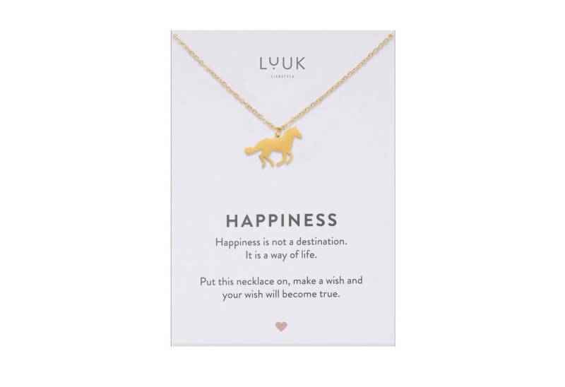 LUUK LIFESTYLE Kette mit Anhänger Pferd, mit HAPPINESS Spruchkarte, modern und minimalistisch von LUUK LIFESTYLE