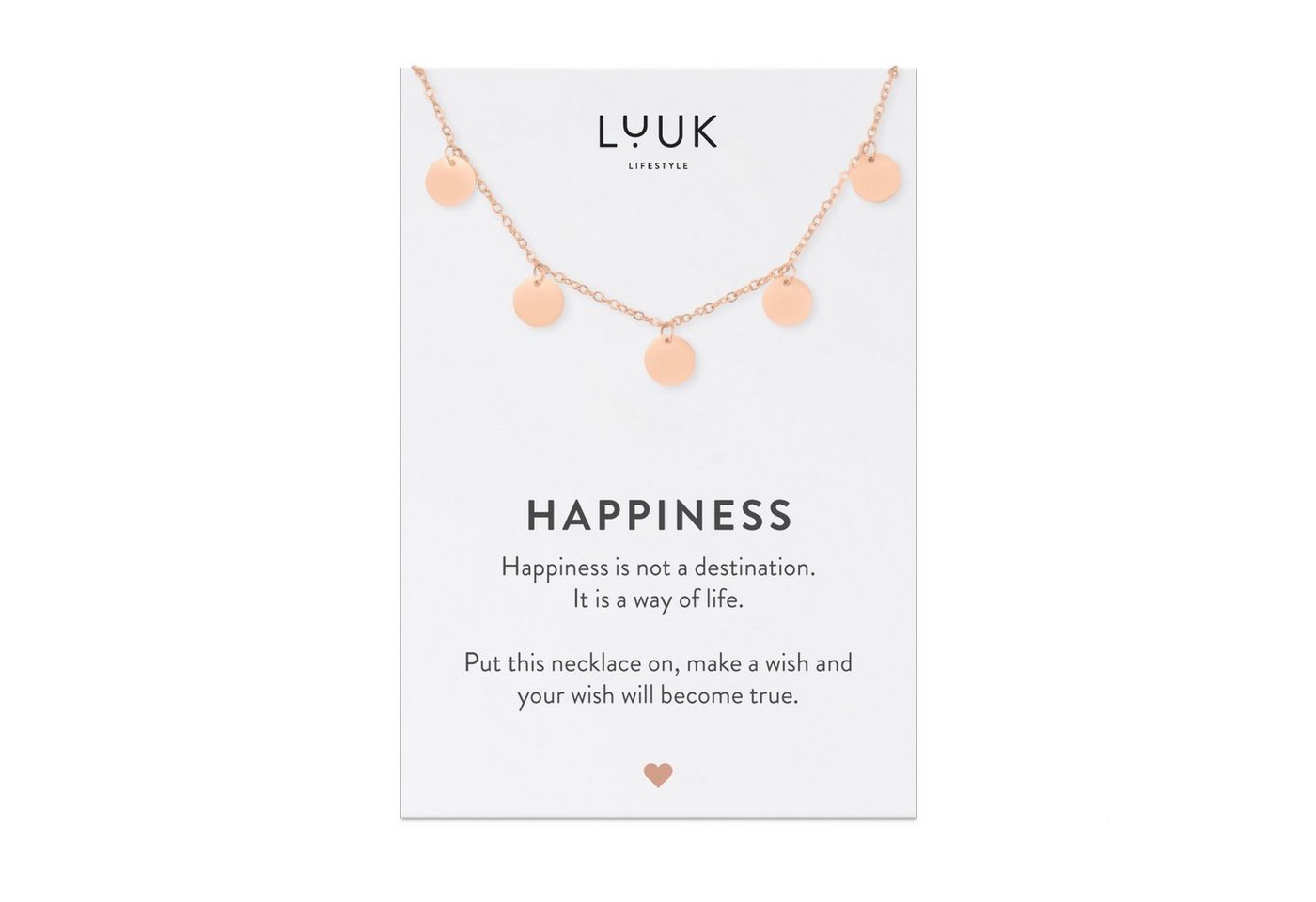 LUUK LIFESTYLE Kette mit Anhänger Plättchen, HAPPINESS Geschenkkarte, hochwertiger Edelstahl von LUUK LIFESTYLE