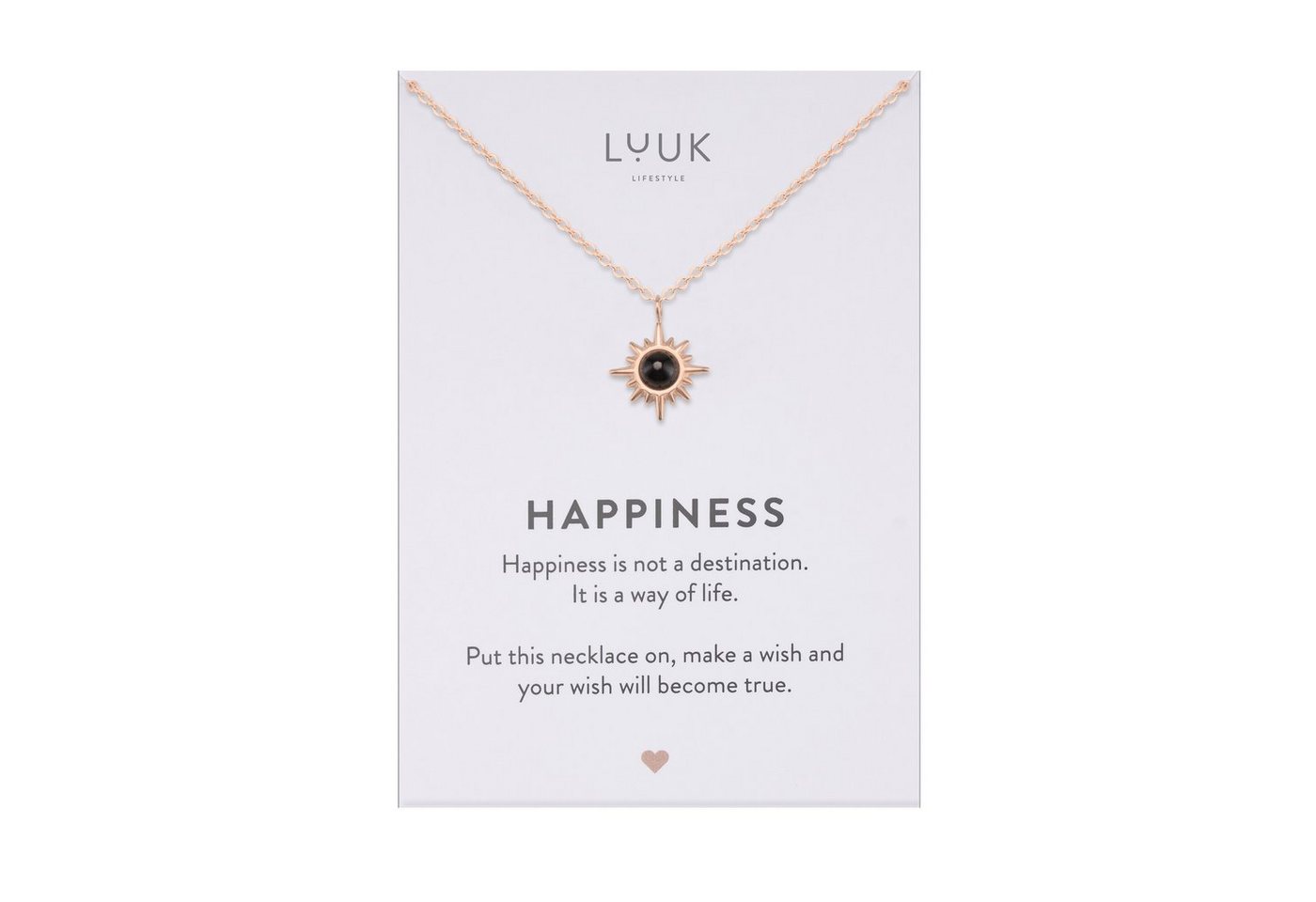 LUUK LIFESTYLE Kette mit Anhänger Polarstern, mit Happiness Spruchkarte, elegant & feminin von LUUK LIFESTYLE