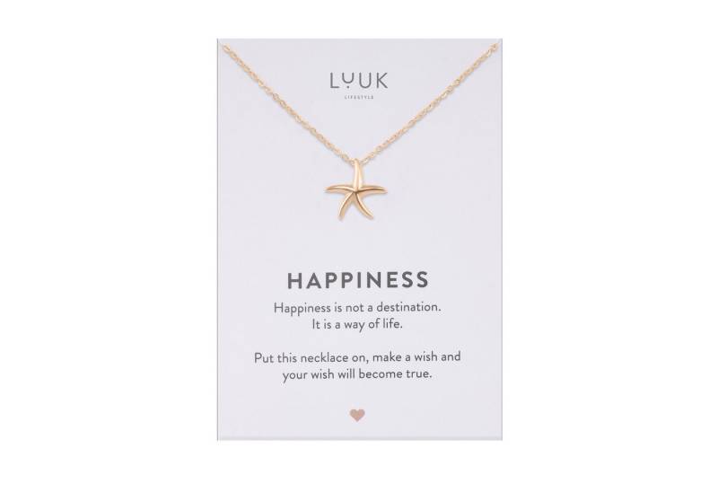 LUUK LIFESTYLE Kette mit Anhänger Seestern, mit HAPPINESS Spruchkarte, elegant von LUUK LIFESTYLE