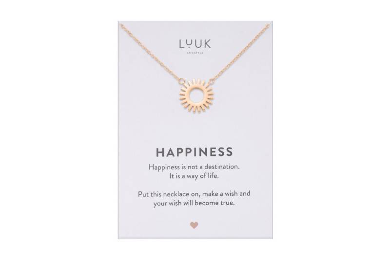 LUUK LIFESTYLE Kette mit Anhänger Sonnenkreis, mit Happiness Spruchkarte, hautverträglich & wasserfest von LUUK LIFESTYLE