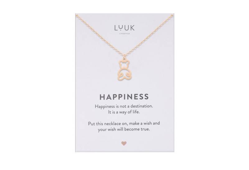 LUUK LIFESTYLE Kette mit Anhänger Teddy, mit HAPPINESS Spruchkarte, minimalistisch von LUUK LIFESTYLE