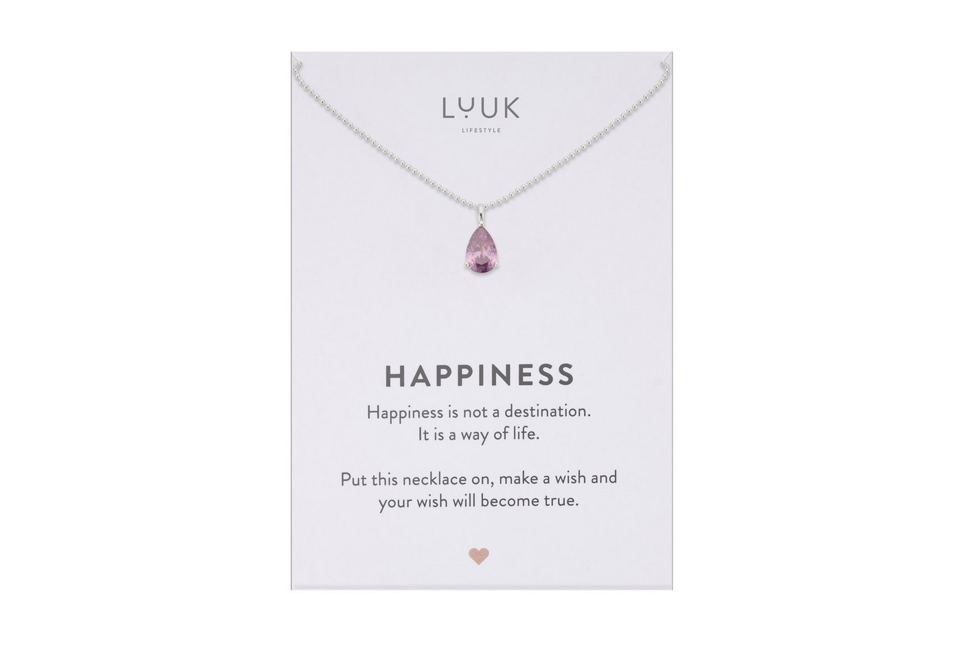 LUUK LIFESTYLE Kette mit Anhänger Violett, Halskette mit violettem Stein von LUUK LIFESTYLE