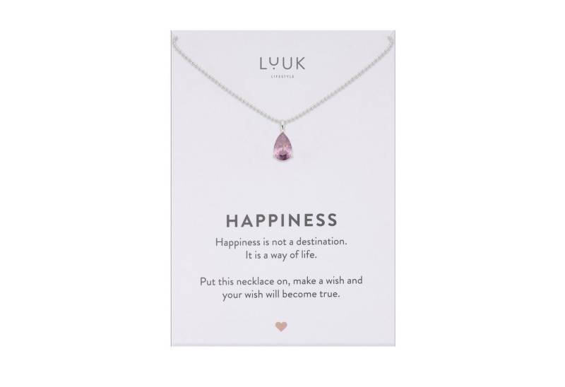 LUUK LIFESTYLE Kette mit Anhänger Violett, Halskette mit violettem Stein von LUUK LIFESTYLE