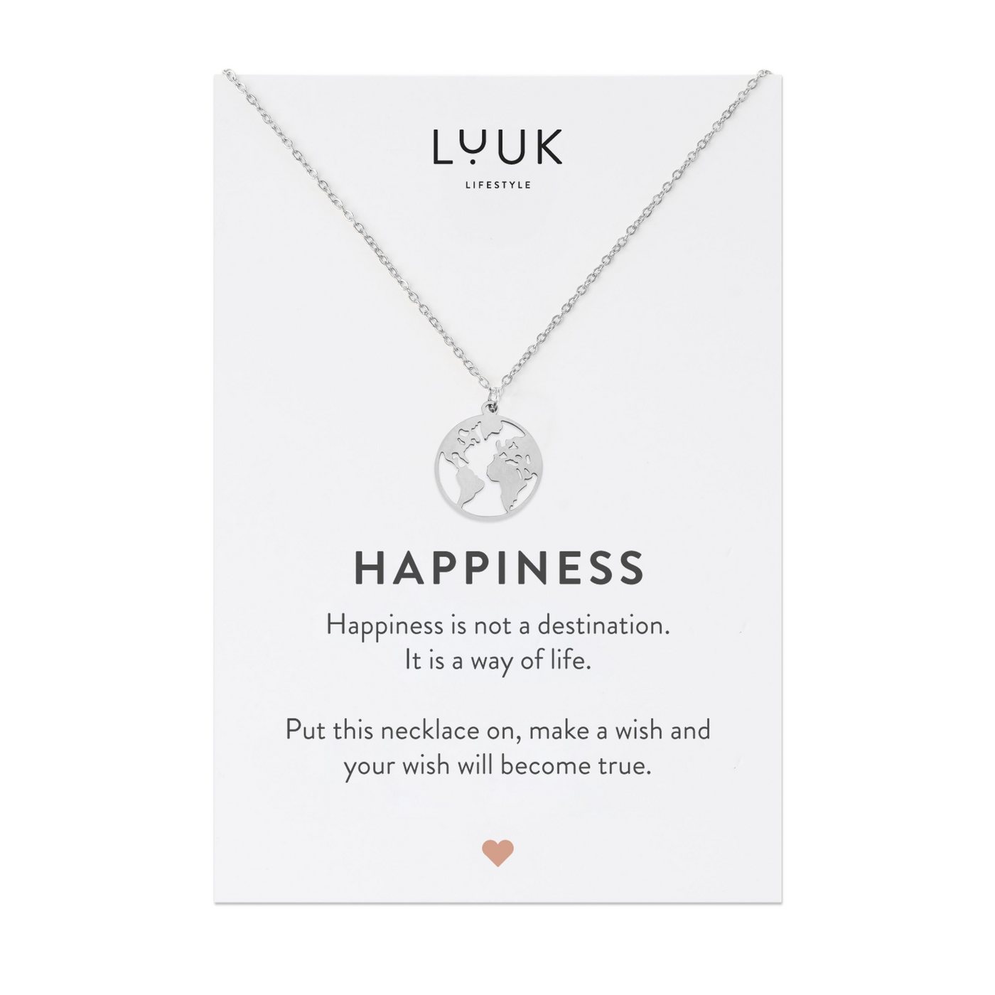 LUUK LIFESTYLE Kette mit Anhänger Weltkarte, Geschenkidee für Freundin, Verlobte von LUUK LIFESTYLE