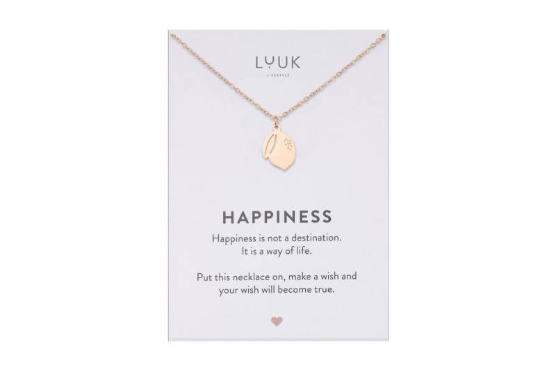 LUUK LIFESTYLE Kette mit Anhänger Zitrone, mit HAPPINESS Spruchkarte, filigran und stylisch von LUUK LIFESTYLE