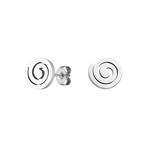 LUUK LIFESTYLE Moderne Ohrringe mit Spiral Motiv aus Edelstahl, wasserfest und alltagtauglich, schlichtes Design und vielseitig kombinierbare Accessoires für Frauen, spiralförmige Ohrstecker, Silber von LUUK LIFESTYLE