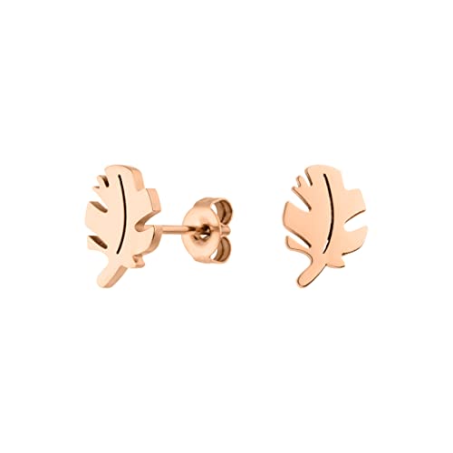 LUUK LIFESTYLE Ohrringe mit Blatt I Leaf Motiv aus hochwertigem Edelstahl mit wunderschönem Geschenkbox, schlichtes Design für jeden Style, Damenschmuck, Valentinstag, Geburtstag, Ohrstecker, Rosé von LUUK LIFESTYLE