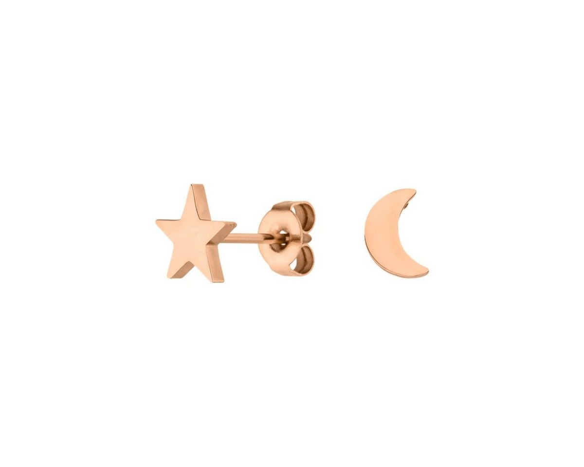 LUUK LIFESTYLE Paar Ohrstecker Mond und Stern, hautverträglich, modernes Design von LUUK LIFESTYLE
