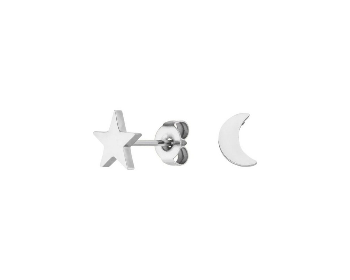 LUUK LIFESTYLE Paar Ohrstecker Mond und Stern, hautverträglich, modernes Design von LUUK LIFESTYLE