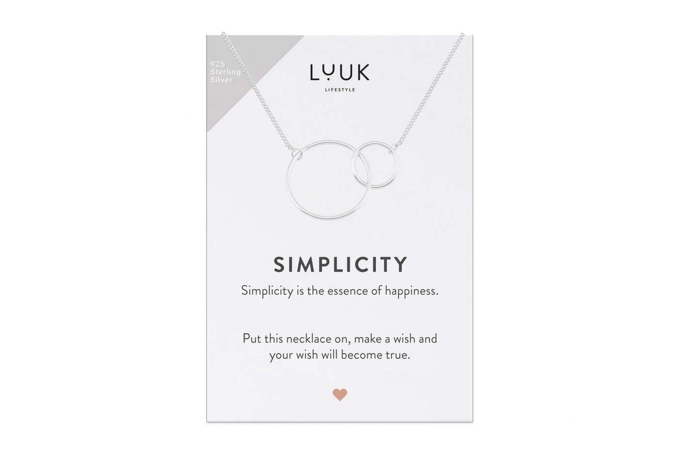 LUUK LIFESTYLE Silberkette Kreise, mit verschlungenen Ringen und SIMPLICITY Geschenkkarte von LUUK LIFESTYLE