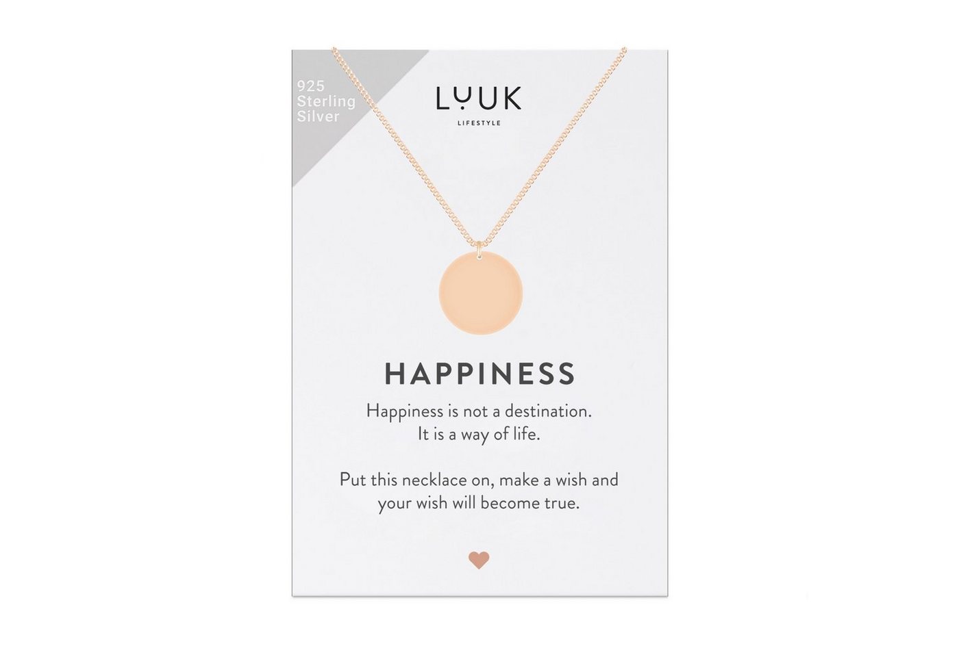 LUUK LIFESTYLE Silberkette Plättchen, inklusive Happiness Spruchkarte von LUUK LIFESTYLE