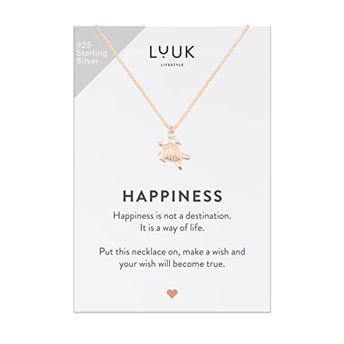 LUUK LIFESTYLE Halskette mit Sommermotiv für sie aus 925er Sterlingsilber, Trendschmuck für einen frischen und modernen Look, Schildkröte Motiv, Geschenk zum Valentinstag, Geburtstag, Damenmode, Rosé von LUUK LIFESTYLE