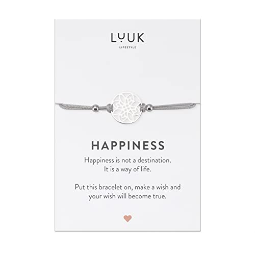 LUUK LIFESTYLE Filigranes Seiden Armband für Damen, Anhänger aus wasserfestem Edelstahl, Freundschaftsarmband, Glücksbringer Geschenk für Frauen und Mädchen, verstellbare Länge, Blume, silber LUUK LIFESTYLE Filigranes Seiden Armband für Damen, Anhänger aus wasserfestem Edelstahl, Freundschaftsarmband, Glücksbringer Geschenk für Frauen und Mädchen, verstellbare Länge, Blume, silber von LUUK LIFESTYLE