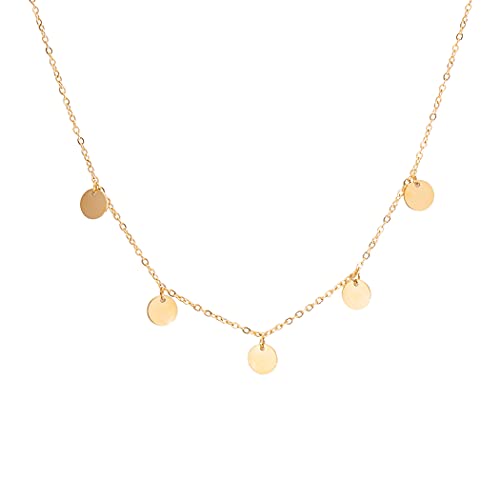 LUUK LIFESTYLE Plättchen Edelstahl Halskette, Modeaccessoire für Damen, rundes Design, mehrere Anhänger, trendiger Schmuck, minimalistisches und filigranes Design, Geschenkidee für die Freundin, Gold von LUUK LIFESTYLE