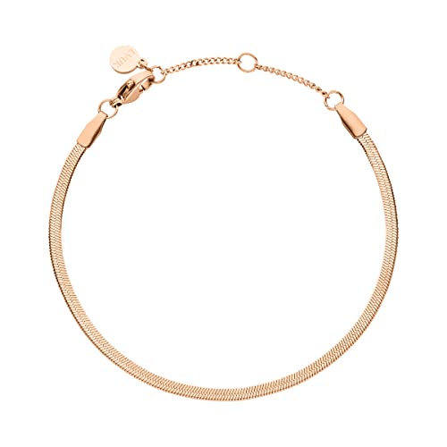 LUUK LIFESTYLE Schlangen ketten Armband für Sie, Damenschmuck, schlichtes modernes Design, Edelstahl, alltagstauglich und wasserfest, mit Geschenkbox, 20 cm verstellbare Kettenlänge, Roségold von LUUK LIFESTYLE