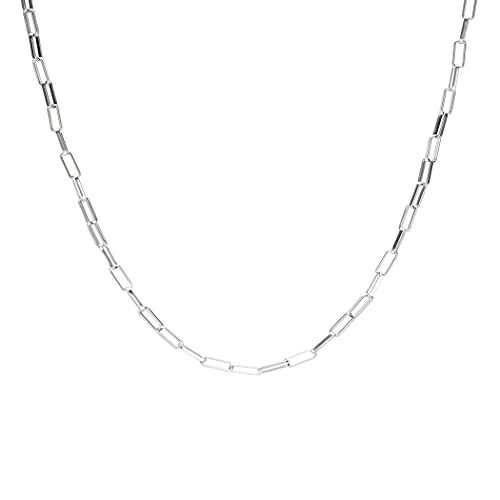 LUUK LIFESTYLE Edelstahl Gliederkette „Chain“ aus Edelstahl, 50cm verstellbare Kettenlänge, Modeaccessoire für Damen, minimalistisches Design, filigran, Geschenkidee, einzigartiger Stil, Silber von LUUK LIFESTYLE