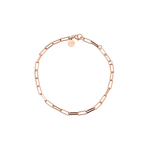 LUUK LIFESTYLE Modernes Chain Armband ohne Anhänger, modernes filigranes Design aus Edelstahl, Party Schmuck, Modeaccessoires für Damen, Geschenk zum Valentinstag, Geburtstag, Layer Look, Roségold von LUUK LIFESTYLE